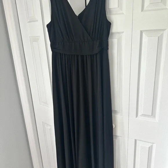 black bridesmaid dresses lulus Mermaid Satin Sleeveless Black Long Bridesmaid Dress with Slit BD144 US8 / Black